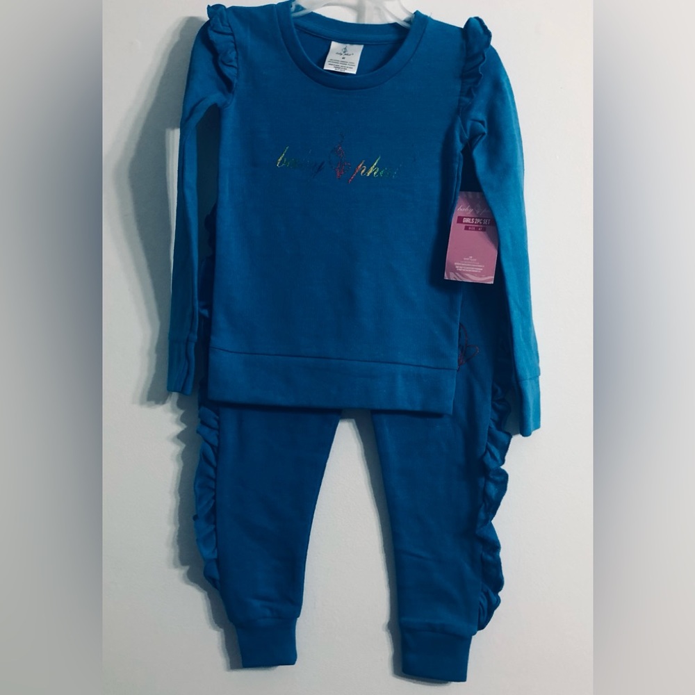 baby phat Toddler Girl 2 PCs set sweatshirt and jogger blue. Size 4T